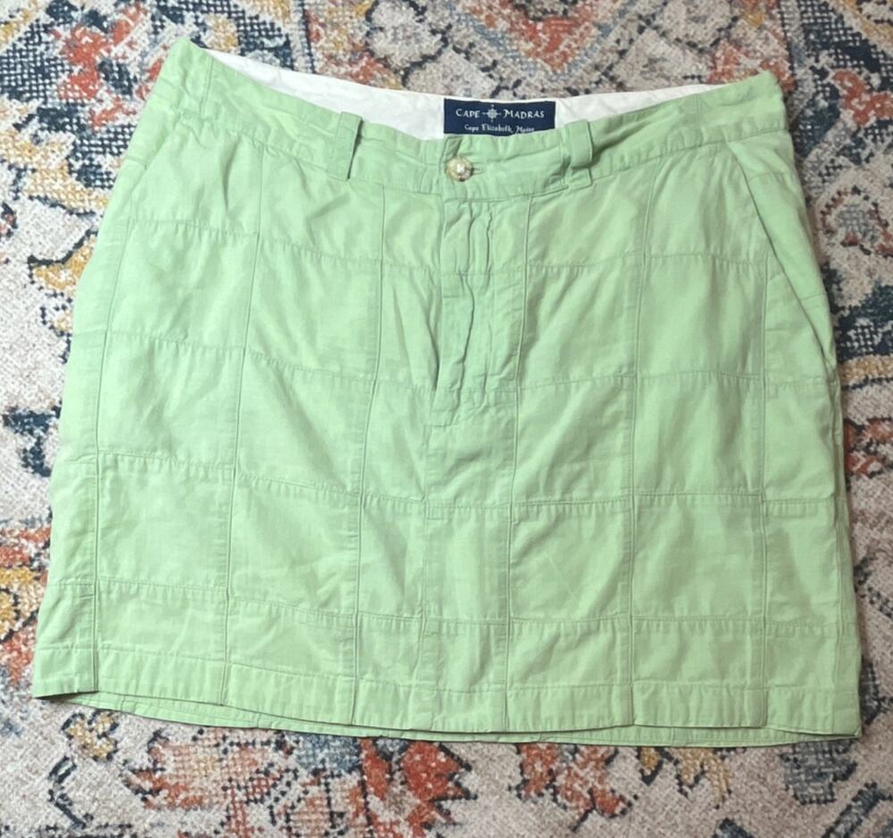 Cape Madras Green Cotton Patchwork Mini Skirt Preppy Coastal Size 6 Pockets